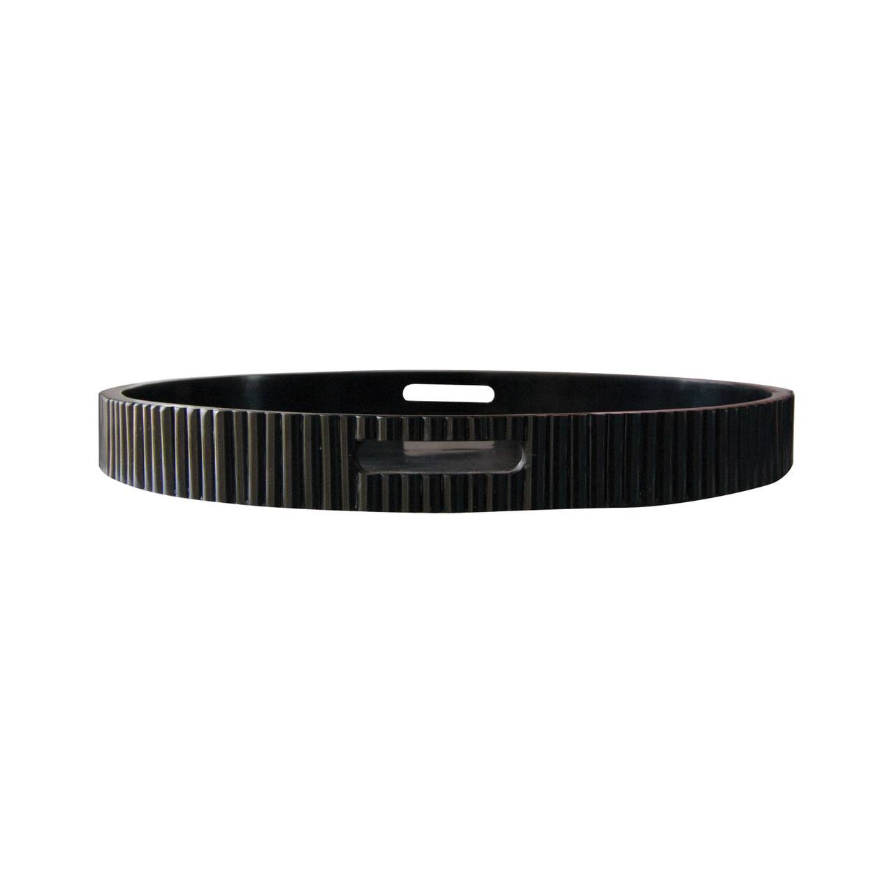 Hello Honey® 20" Black Pleated Tray with Handles